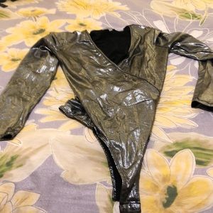 Silver long sleeve body suit